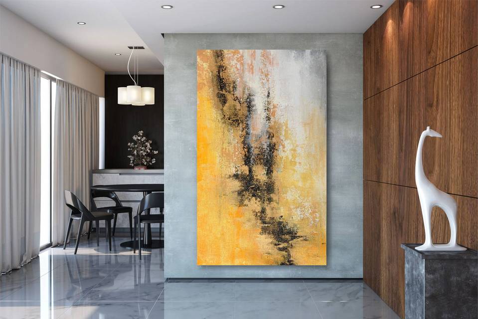 Gray Living Room Hallway Abstract Canvas Wall Art 3CH3E wall art